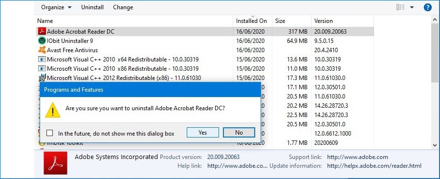 uninstall Redistributable Package