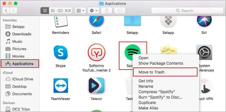 how to delete spotify on mac