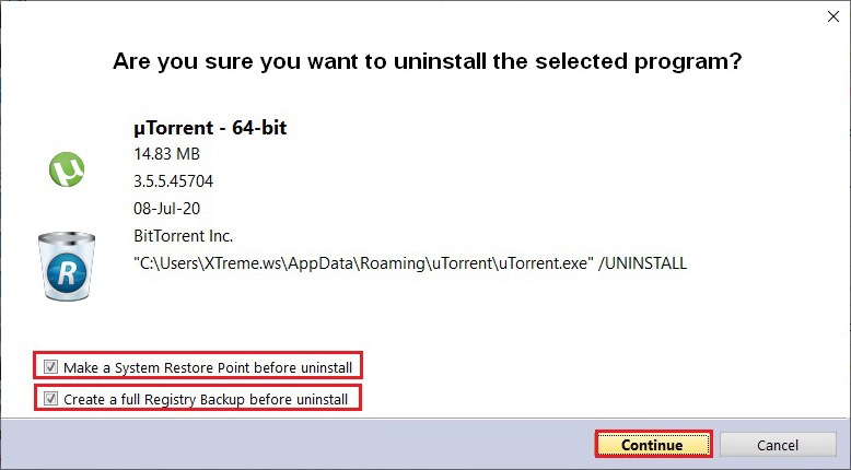 delete residual files with Revo Uninstaller 