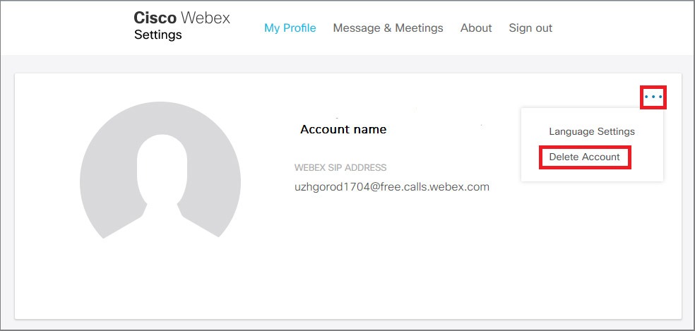 remove webex account