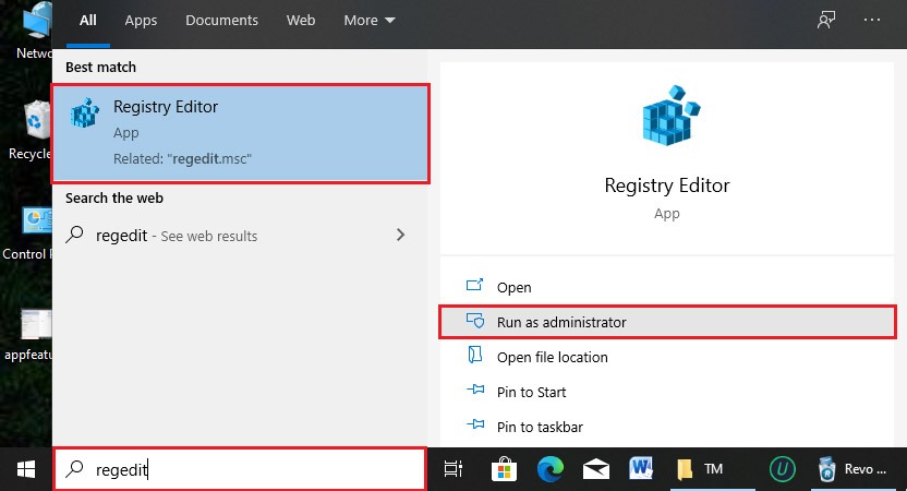 registry editor win 10