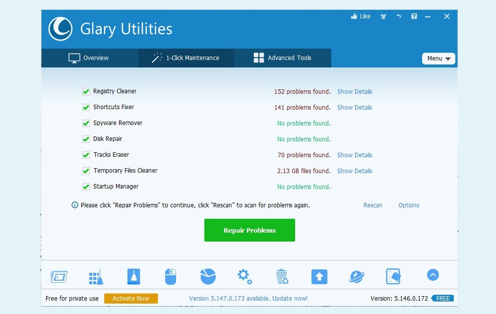 glary registry repair custom controls